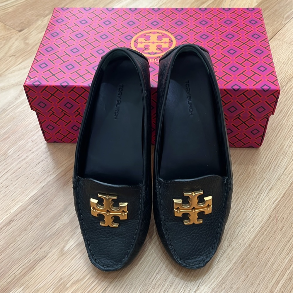 Tory Burch Everly Driver Black Leather Flats - Size 5.5 - Picture 3 of 8